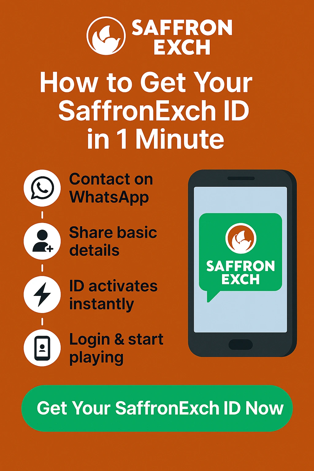 Four-step guide to get SaffronExch ID with WhatsApp support
