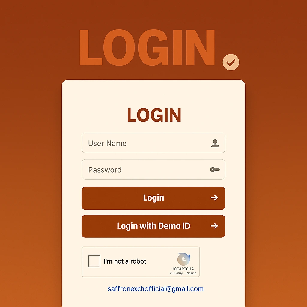 SaffronExch Login Page UI
