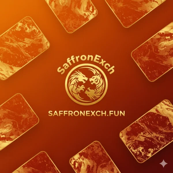 Saffron Exchange Login branding image with saffron theme and official URL