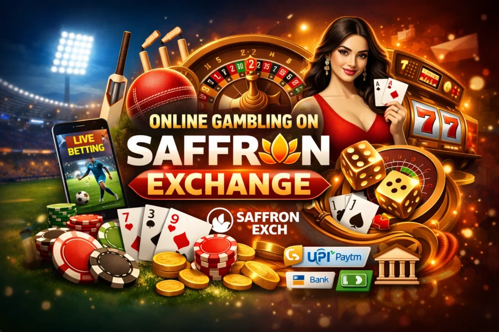 Online gambling on Saffron Exchange with live cricket betting, casino games, fast payments, and secure betting platform in India