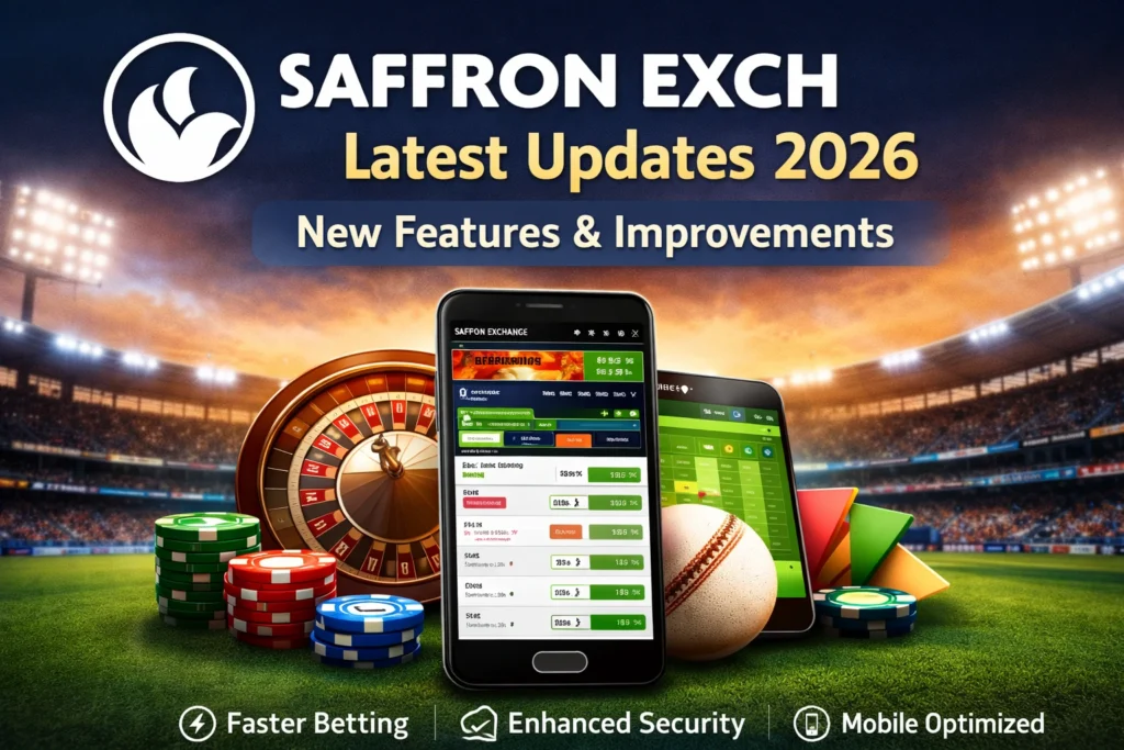 Saffron Exchange latest updates 2026 showing new features, enhanced security and mobile betting experience