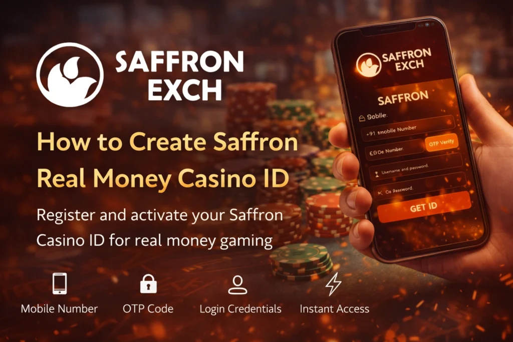 How to create Saffron Real Money Casino ID online in India using mobile number and OTP