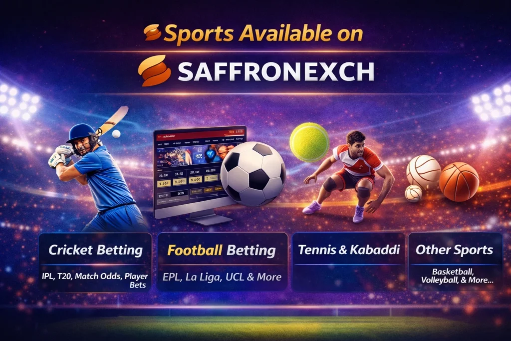 Sports available on SaffronExch including cricket betting, football betting, tennis, kabaddi and other online sports betting markets