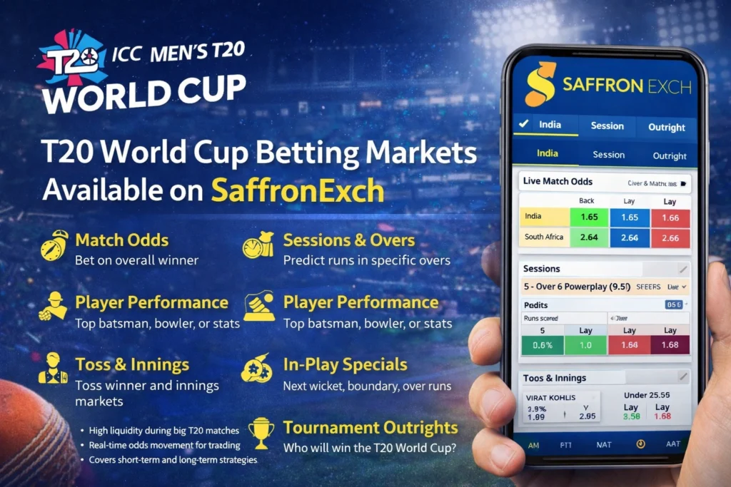 T20 World Cup betting markets available on SaffronExch platform