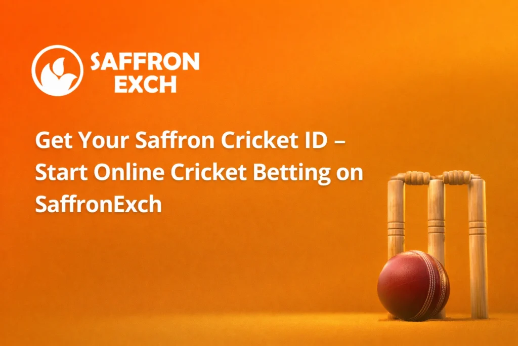 Get Saffron Cricket ID on SaffronExch for online cricket betting with saffron background and cricket stumps